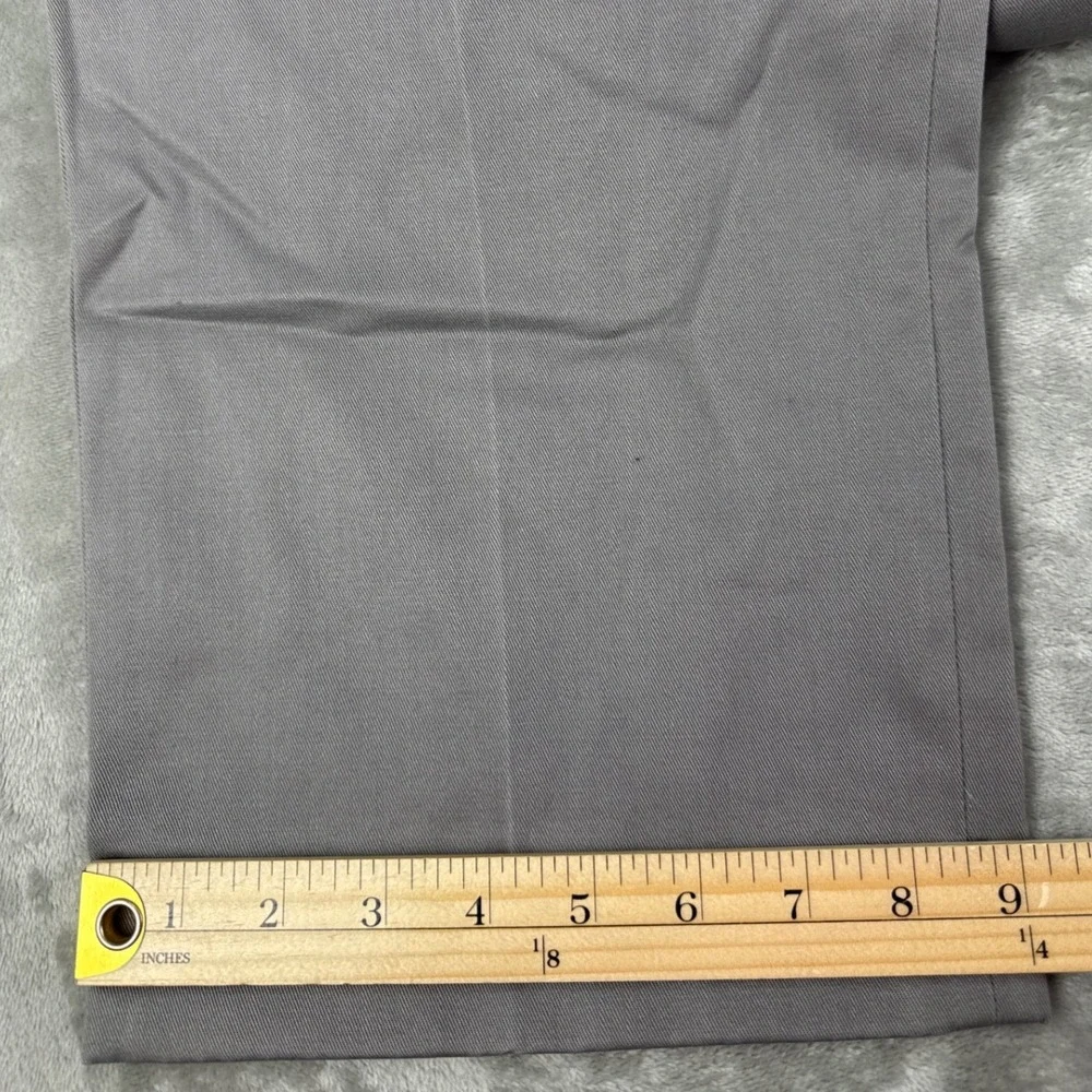 Croft & Barrow Mens Grey Pleated Cuffed Cotton Twill Dress Pants 34x30